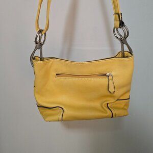 🍋 Sunny Yellow Faux Leather Crossbody Bag — Adjustable Strap, Silver Hardware,